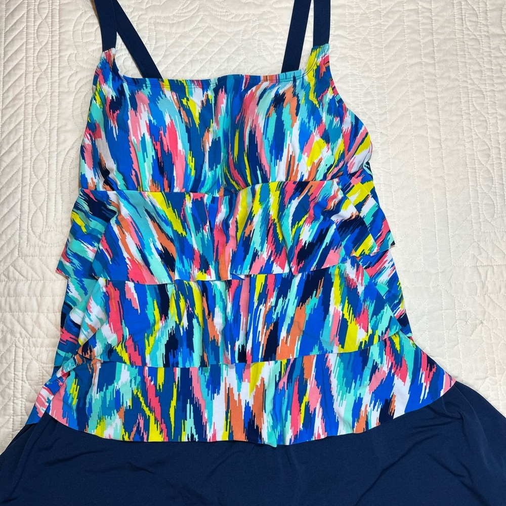 Sonnet Shores Multi Color Swim Dress Women’s Plus Size 18W